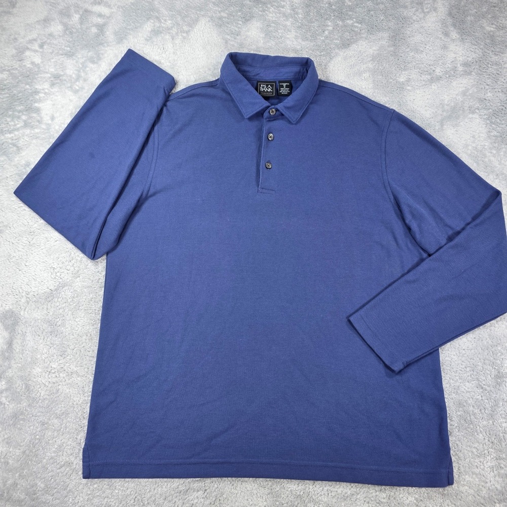 Jos. A. Bank Traveler Long Sleeve Polo Blue Medium Mens Traditional Fit Shirt
